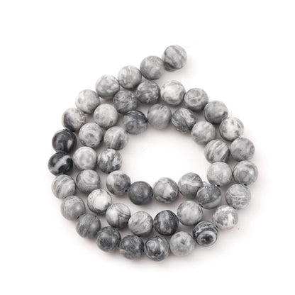 10mm 38pcs DIY Natural Map Stone Beads Round Healing Crystal Gemstone Loose Beads for Jewelry Making Handmade Bracelet Necklace