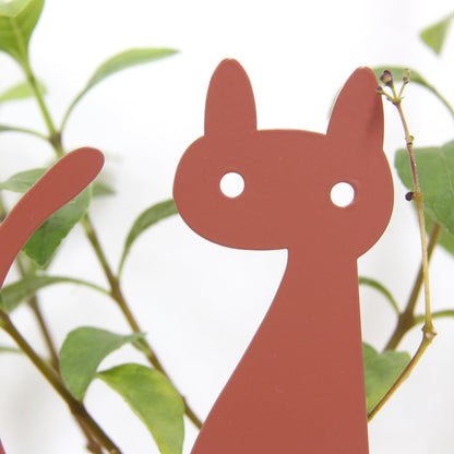 Elegant Cat Metal Garden Stake – Powder-Coated Steel Plant Pick for Pots & Planters, Rustic Indoor/Outdoor Decorative Accent