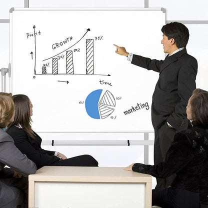 VIZ-PRO Double-Sided Magnetic Mobile Whiteboard, 48 x 36 Inches