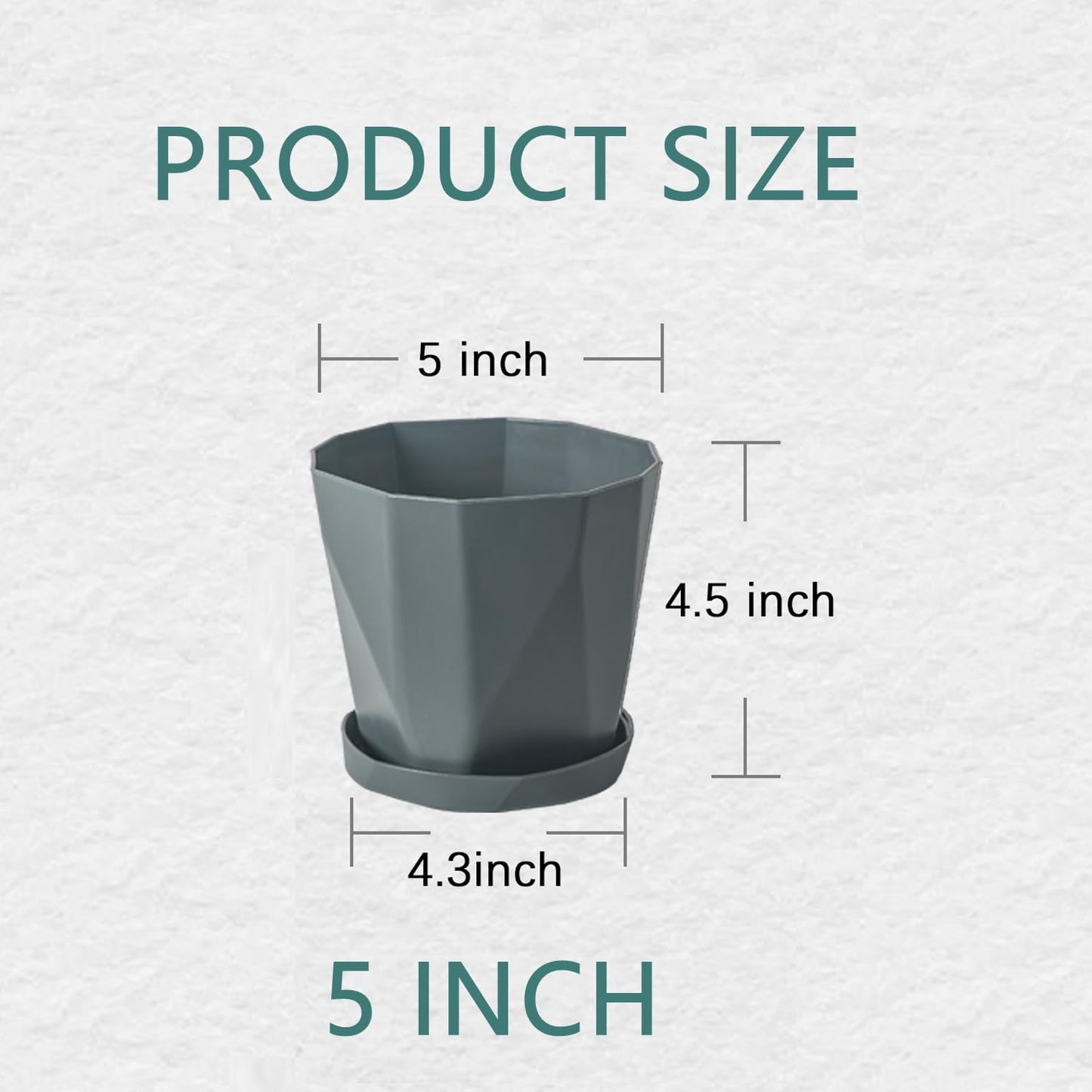 InmeRun Plant Pots Indoor Plastic Flower Pots Outdoor 5 inch Set of 6 Pack with Drainage Holes and Saucers for Garden Pots (5 in 6 pcs)
