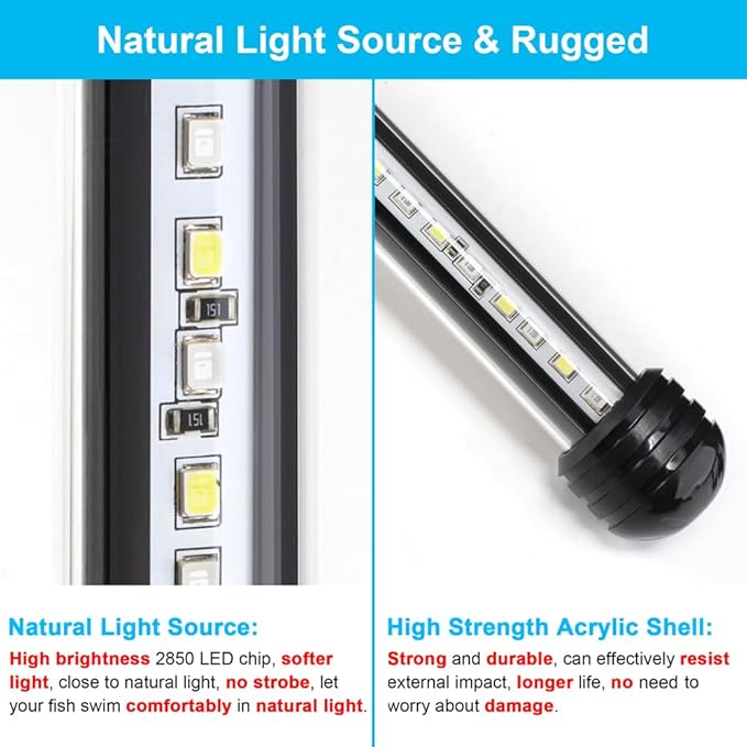 DaToo 6W 11inch Submersible Aquarium Light Underwater Fish Tank Light LED Aquarium Light Bar with Timer Auto On/Off and Dimmer Adjustable Brightness, 1 Yr Warranty