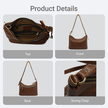 Elegant Women's Wallet Shoulder Bag Handbag Stylish Compact Large Capacity 100% Full Grain Leather Durable Easy to Clean Affordable Fashionable and Lightweight (Red Brown)