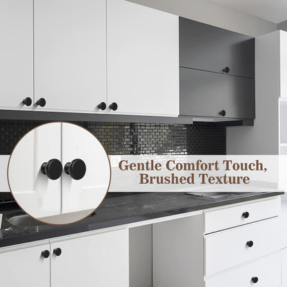 OctinPris 10x Matt Black Cabinet Hardware Round Mushroom Knob Drawer Handles 30mm/1.18" for Kitchen Cupboard Furniture Chest Door Dresser Bathroom