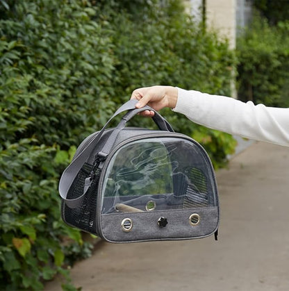 Portable Parrot Bag Bird Backpack with Perch for Birds Cage Side Window Foldable Samll Pet Travel Cage Bird Supplie J5j6 (Gray)