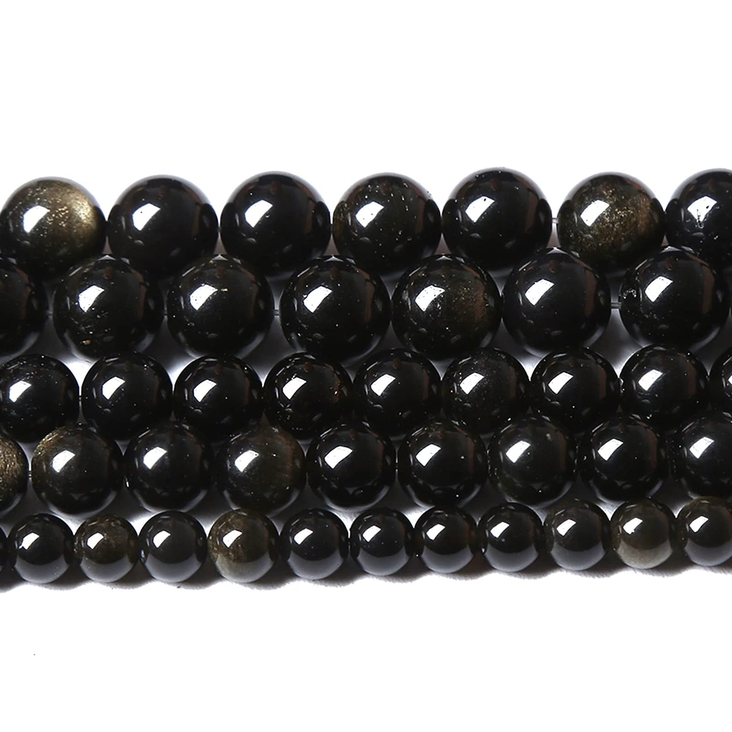 8MM 46PCS Natural Stone Golden Obsidian Loose Spacer Beads for Jewelry Making DIY Bracelet