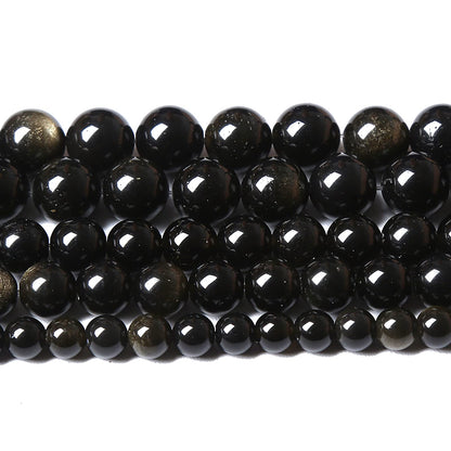 8MM 46PCS Natural Stone Golden Obsidian Loose Spacer Beads for Jewelry Making DIY Bracelet