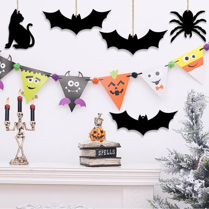 30pcs Unfinished Halloween Bat Wood DIY Crafts Cutouts Wooden Bat Shaped Hanging Ornaments for Halloween Party Haunted House Decorations