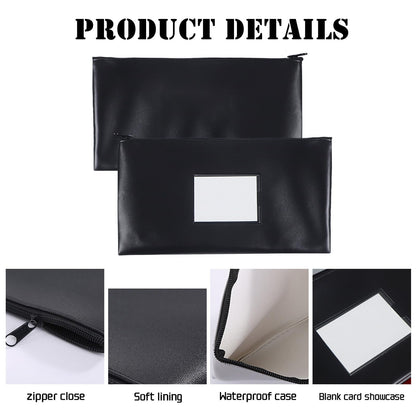 20 Pack Money Bank Bag With Zipper, 11 x 6 Inch Leatherette Security Bank Deposit Bags Black Money Pouch Cash Bag Wallet Bags with Clear Window for Cash, Coins, Bills, Tools, Receipt Organizer