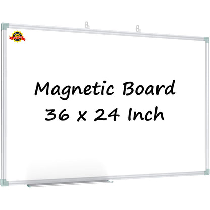 Lockways White Board Dry Erase Board 36 x 24 Inch, Magnetic Whiteboard 3 x 2, Silver Aluminium Frame for School Office and Home