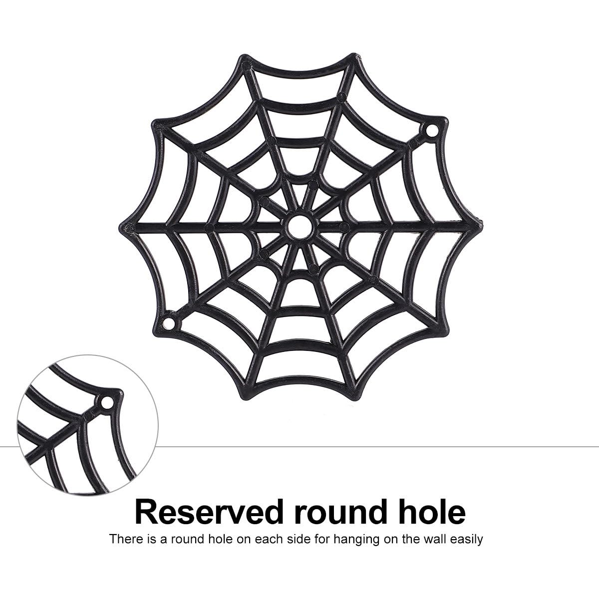 DECHOUS 50Pcs Plastic Spider Webs: Black Small Spider Webs Plastic Halloween Ornaments 1.9 Inch Cobwebs Decor for Indoor Outdoor Halloween Hanging