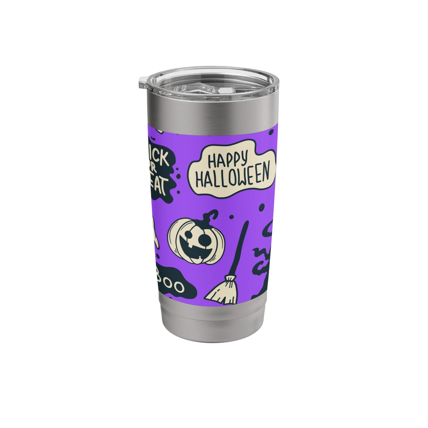 Purple Happy Halloween 20oz Travel Cup Cute Bottle Spooky Stainless Steel Insulated Tumbler