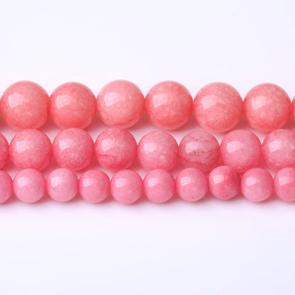 36PCS 10MM Natural Pink Jade Stone Beads Energy Healing Beads for DIY Jewelry Bracelet Necklace Making for Jewelry Making15Inch