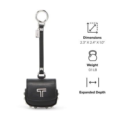 TUMI - Belden Airpods Charm - Men's and Women's Premium Leather Earbud Case - Black Studded