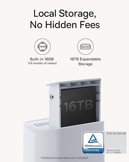 Baseus Security Cameras Wireless Outdoor, N1 2-Cam Kit with 2K Clarity, No Monthly Fee, 16TB Expandable Local Storage, 210-Day Battery Life, Spotlight & Alarm, Works with Alexa/Google Home, Light Grey