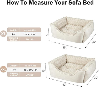 JOEJOY Rectangle Dog Bed for Large Medium Small Dogs - Washable Orthopedic Sofa Bed, Soft Breathable Puppy & Pet Cuddler, Durable Calming Dog Bed with Anti-Slip Bottom, Multiple Sizes