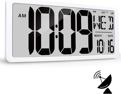 18.6" Extra Large Amotic Digital Wall Clock Battery Operated Alarm Clock with Day Date & Temperature Jumbo LCD Display Clock for Wall Bedroom Living Room Classroom Home Office
