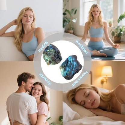 2PCS Natural Raw Stone Healing Crystals Bulk Healing Gemstones for Reiki Tumbling Fountain Rocks Meditation Garden Home Decor (Labradorite)