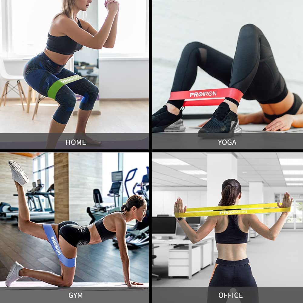PROIRON Resistance Loop Bands, Exercise Bands Set of 5 Rubber Latex Anti-Slip Resistance Band for Workout, Stretching, Physical Therapy, Yoga and Home Fitness with Carrying Bag