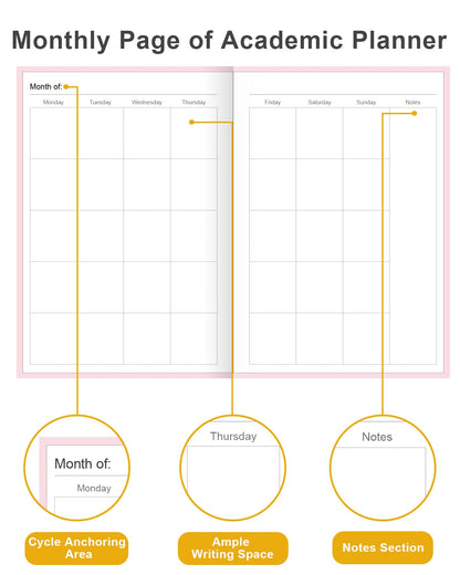 Academic Planner for 2026-2027 or Anytime – 5.8" x 8.5" Undated Weekly Student Planner For Homeschool, High School, College & Nursing Students, 200 Pages, Pink