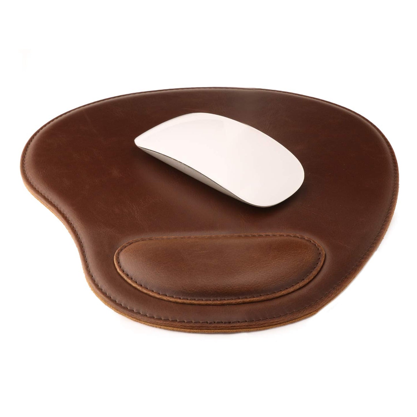 Londo PU Leather Oval Shape Non-Slip Mousepad with Wrist Rest Support, Waterproof Surface, Comfort Memory Foam, Light Ergonomic Design Mouse Pad for Laptop, Desktop