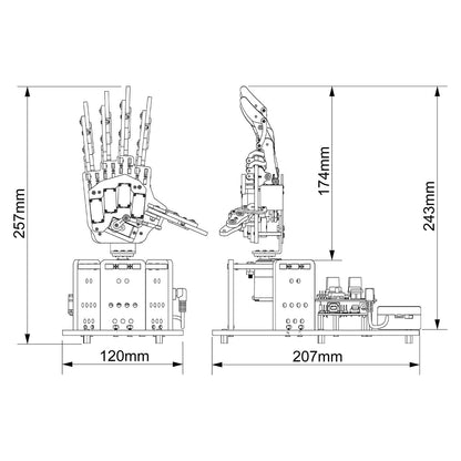 Robot Hand with Arduino Open Source AI Bionic Robotic Hand Five Fingers Solely Movement Mechanical Arm DIY Smart Robot & Engineering Kits, Science/Coding/Programming Set, Standard Kit