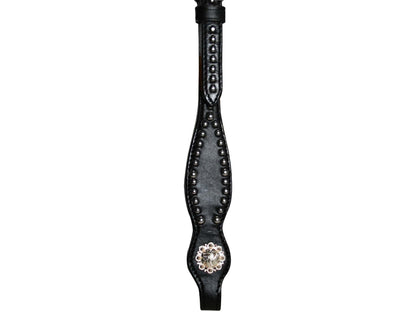 Tahoe Tack Leather Starry Night Studded Horse Headstall & Matching Reins, Black, Full Horse (17-1736-BK)