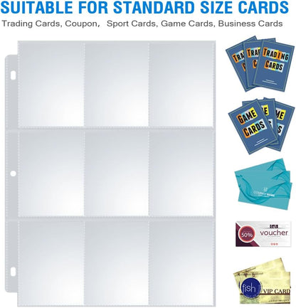 120 Pack 9 Pocket Page Protectors, Sooez Trading Card Sleeves for 3 Ring Binder, Baseball Cards Holder, Protective Pages Sheets for Binders Album, Fit for YuGiOh, MTG, Game, Business & Sports Cards