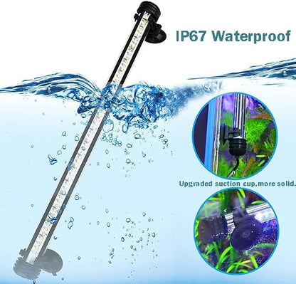 Submersible Aquarium Light Underwater Full Spectrum Fish Tank Light with Timer Auto On/Off,LED Aquarium Light Bar 3 Light Modes Dimmer Adjustable Brightness,7.48inch (with Timer&dimmer)