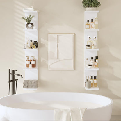 LitaEther 5 Tier White Lack Wall Shelf - Multi-Functional Display Organizer for Anime Figures, Funko Pop, Plants, Makeup & Books (7.1" x 5.5" x 30.7") – Space-Saving Floating Shelf for Home & Office