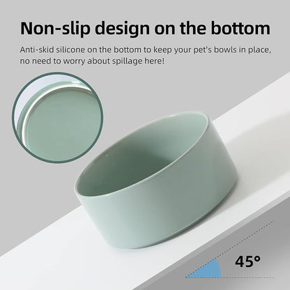 Havniva Cat Bowls Water Bowl Set of Two, 6.1” Ceramic Cat Food and Water Bowl Whisker Friendly Pet Food Bowls for Indoor Cats, Wide Cat Water Dish Prevent Whisker Fatigue Non Slip Cat Feeder