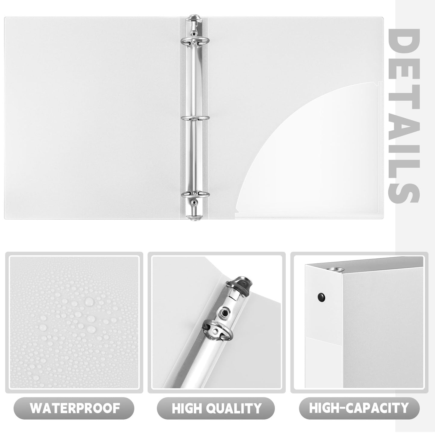 Henoyso 24 Pcs White 1.5" 3 Ring Plastic Binder Bulk, 1 1/2 Inch Soft Flexible Binders Round Rings, Fits Letter Size 8.5'' x 11'' Paper, Holds 350 Sheets, for School Office (1.5 Inch)