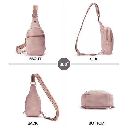 Telena Small Sling Bag for Women Leather Crossbody Fanny Packs Chest Bag for Women