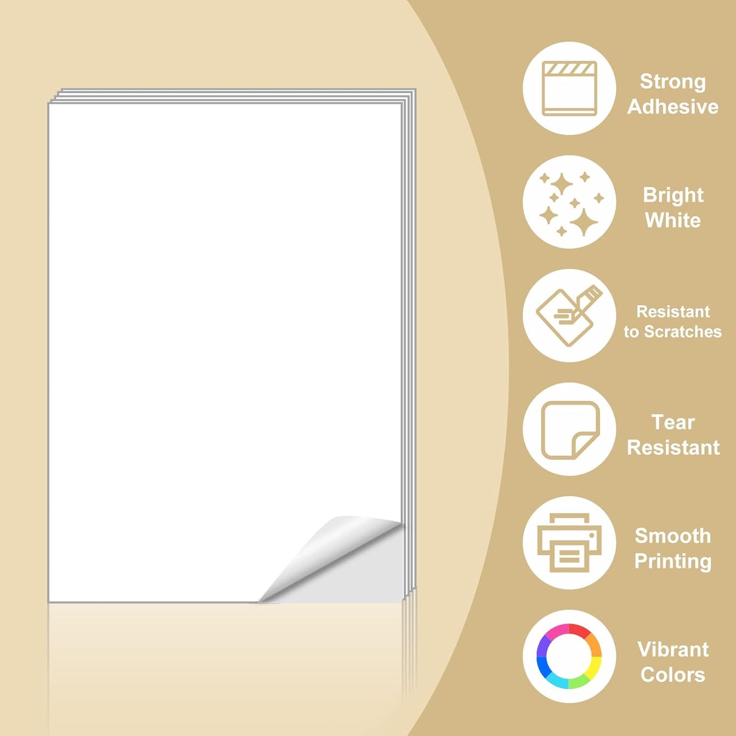 BESTEASY Sticker Paper 8.5" x 11" Full Sheet Label Stickers for Laser & Inkjet Printers, Self-Adhesive Paper Shipping Labels (1-up 1000 Labels)