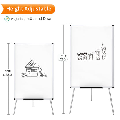 VIZ-PRO Whiteboard Easel, 36 x 24 Inches, Portable Dry Erase Board Height Adjustable for School Office and Home