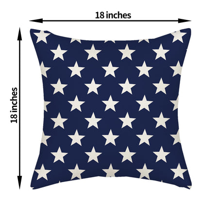 AGAYNA 4th of July Pillow Covers 18x18 Blue and Cream Patriotic Stars Outdoor Decor Throw Pillows for Couch Independence Day Memorial Day Pillowcase Decorative Cushion Case for Sofa Bed Set of 2