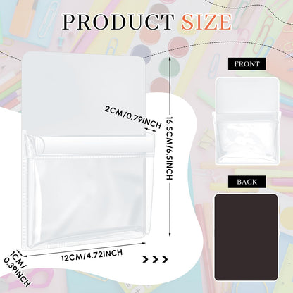 Sherr 6 Pcs 6 Pcs Magnetic Pockets Pen Marker Holders for Classroom Whiteboard 4.7 x 6.5 Magnetic Clear File for Fridge Locker Dry Erase Marker Storage Teacher Supplies (4.7 x 6.5 in,White)
