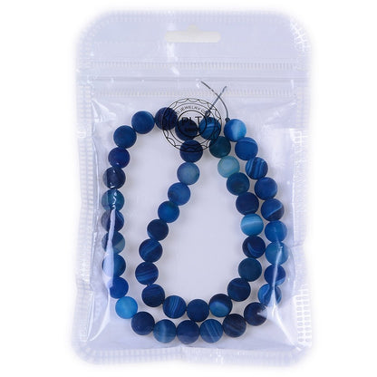 PLTbeads Natural Gemstone Loose Beads Matte Approxi 15.5 inch DIY Bracelet Necklace for Jewelry Making (6mm, Matte Blue Stripe Agate)