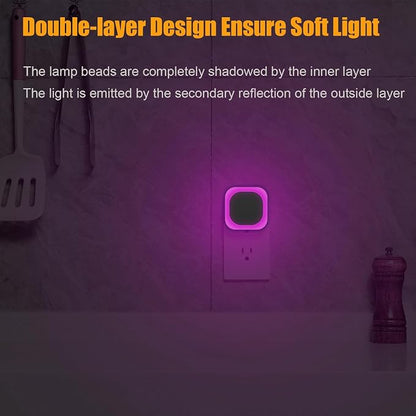 YUNLEX 2 Pack Plug in Pink Night Light, Dimmable, Auto ON/Off, Dusk to Dawn, Eye-Caring Glow for Princess-Themed Bedroom, Bathroom, Hallway, as Mother Gifts