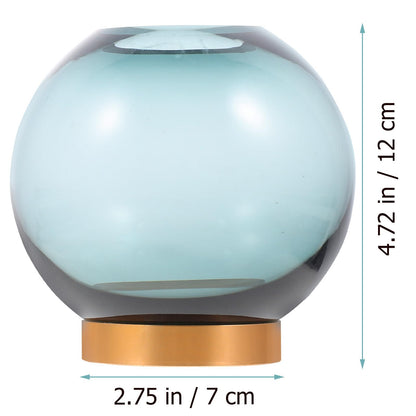 NUOBESTY Glass Vase with Copper Stand, Small Hydroponic Flower Planter for Floral Arrangement and Indoor Home Décor, Round Glass Terrarium Vase