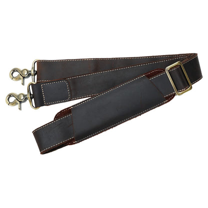 Masa Kawa Full Grain Brown Leather Shoulder Strap, Vintage Replacement Bag Straps for Laptop Briefcase, Crossbody Messenger, Duffel, Travel Bags
