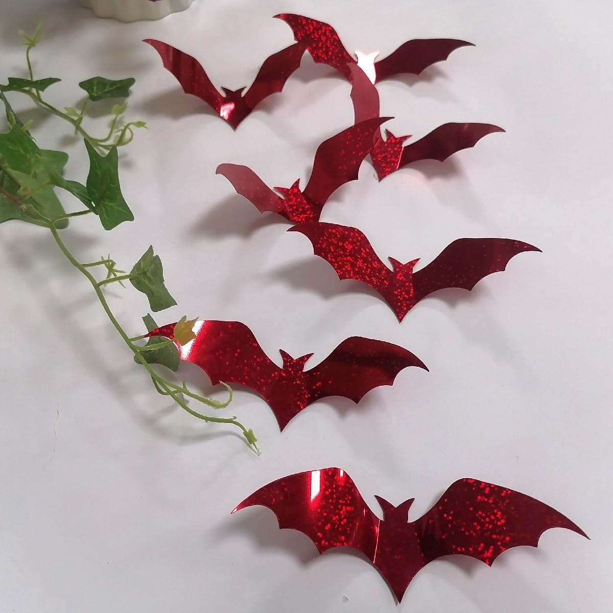 Adam Victor 3D Bats Wall Stickers, Halloween Decors- 36 Black Bats and 36 Red Bats- Halloween Party Decoration