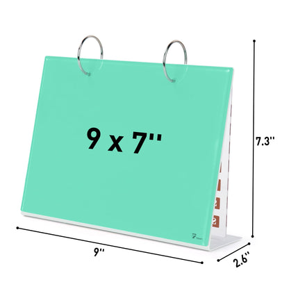 Desktop Glass Dry Erase & Acrylic Aesthetic Calendar Weekly to-do List Combo, Small Magnetic Standing Whiteboard, Desk Flip Easel Calendar with Accessories for Home Office Supply, Mint Green, 9 x 7''