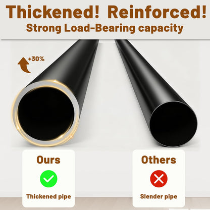 AJAZZ Room Divider Curtain (Black, W100 x L84 in, 1 Panel)+ Tension Curtain Rod No Drilling (H) 43-120×(W) 35-100 in, for Privacy/Soundproof Curtains, Heavy Duty Wall Separator