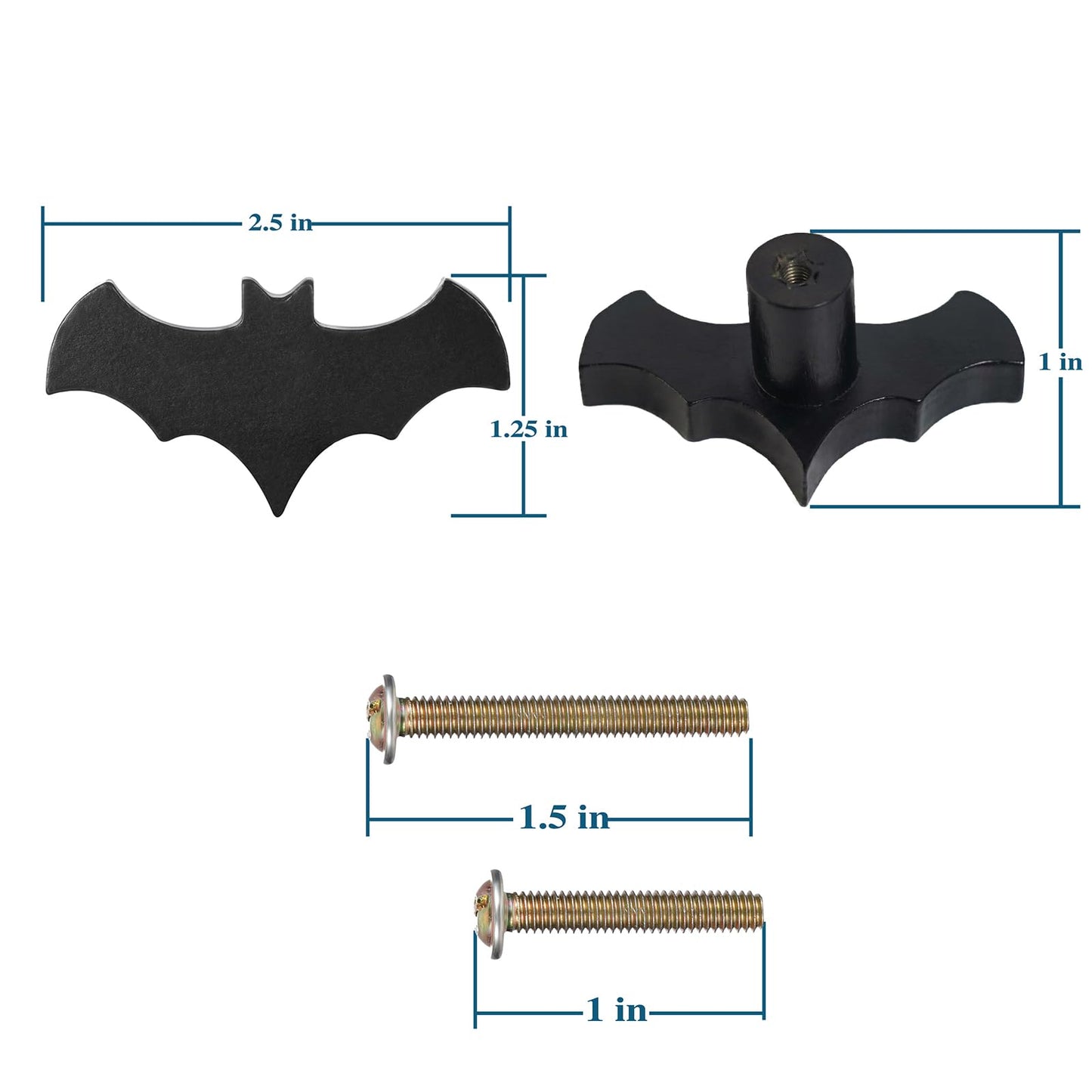 Gothvanity Gothic Bat Cabinet Knobs 8 Pack - Black Gothic Decor Handles for Kitchen Cabinet, Drawer, Dresser & Cupboard, Wooden 2.6x1.3 Inches