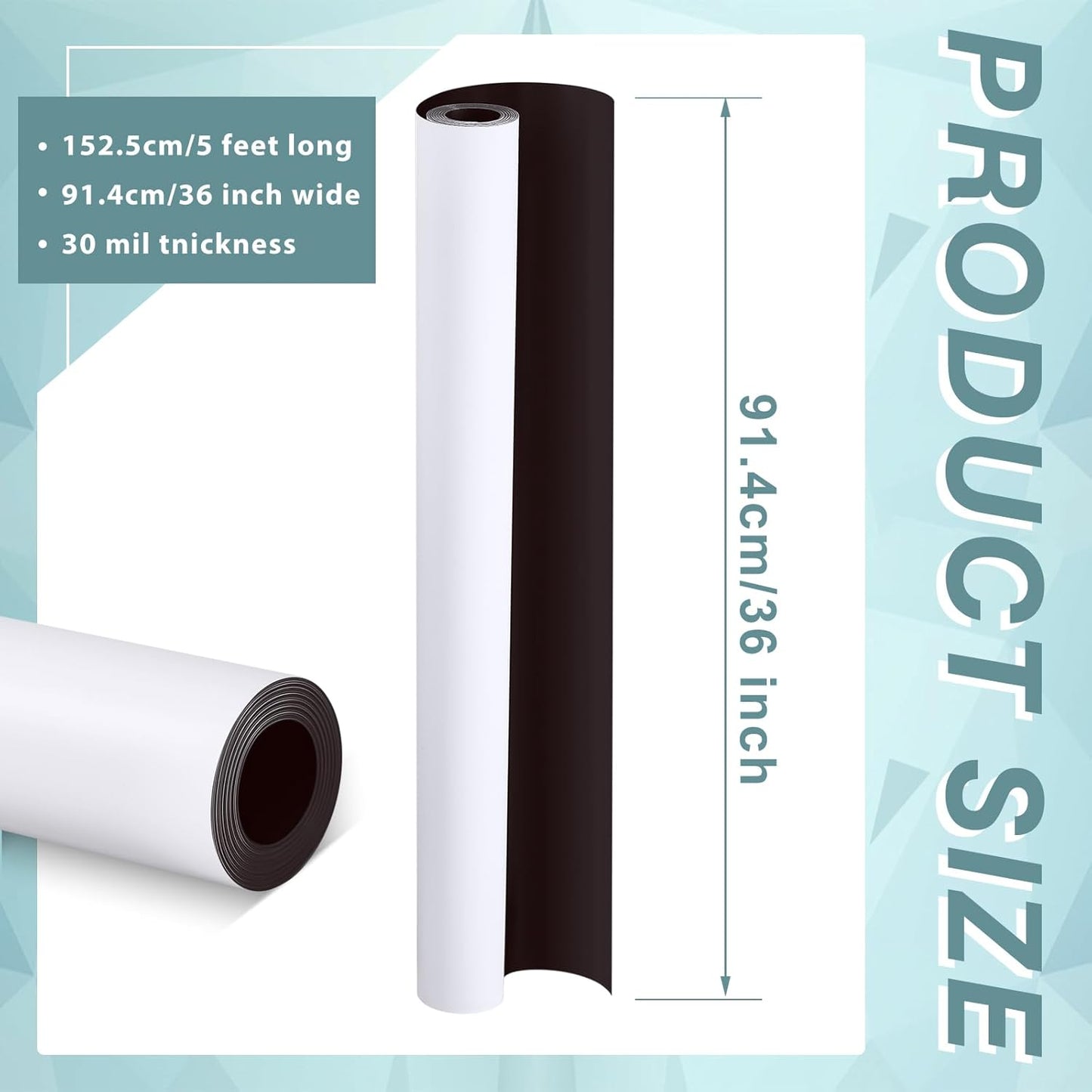 Amylove Blank White Surface Magnet Sheets 36 Inch x 5 Feet, 30 Mil Magnetic Roll Printable Flexible Vinyl Blank Magnetic Sign Sheet Safe for Vehicles DIY Craft Project