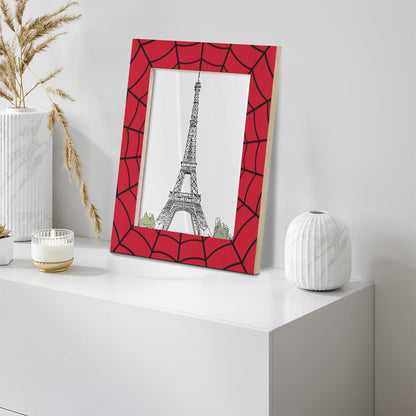 POFATO Cool Spider Web 5x7 Picture Frame Wooden Picture Frames for Wall Hanging & Tabletop Decor Display 5x7 or 5x5 Picture Collage Family Weddings Christmas Photo Frame for Gift