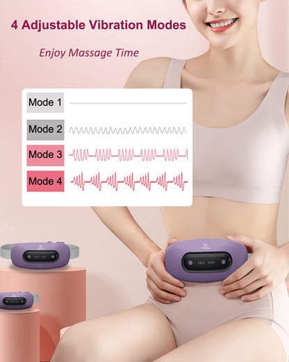 Electric Heating Pad, Portable Cordless Menstrual Heating Pad with 4 Heat Levels and 4 Massage Modes, Fast Large Heating Belly Wrap Belt for Cramps, Back Pain Relief Gifts for Women Girls Her(Black)