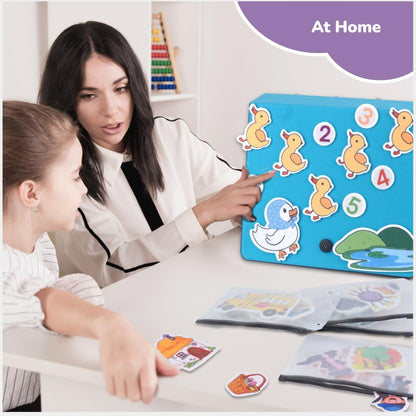 CHEFAN 16 Pack Felt Board Stories Set,Flannel Board Stories with a Felt Storage Binder for Preschool Activities,Included 5 Little Ducks,Wheels On Bus,Three Little Pigs and Little Red Riding Hood