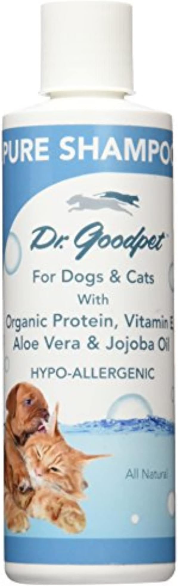 Dr. Goodpet Pure Shampoo - All Natural Hypo-allergenic Ingredients: Jojoba, Aloe, Coconut and Vitamin E - 8 oz.