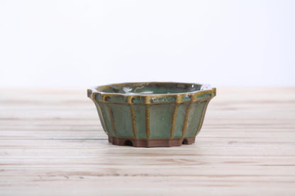 Willow Bonsai Ceramics Flower Design Bonsai Pot, 4.5inch Diameter, Plant Container, Succulant Pot, High Fired Ceramic Stoneware, Frost Proof, Handmade (Seaweed 2023)